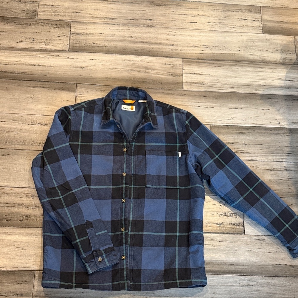 Timberland Blue and Black Plaid Shirt Jacket - Picture 2 of 14